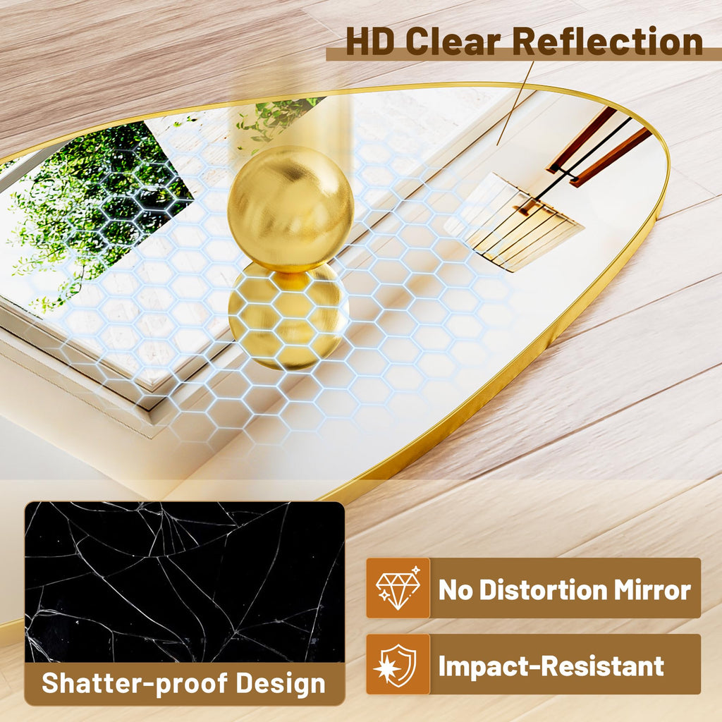 Irregular Full Length Mirror, 76"x36" Asymmetrical Floor Mirror with Stand, Standing Hanging Leaning Irregular