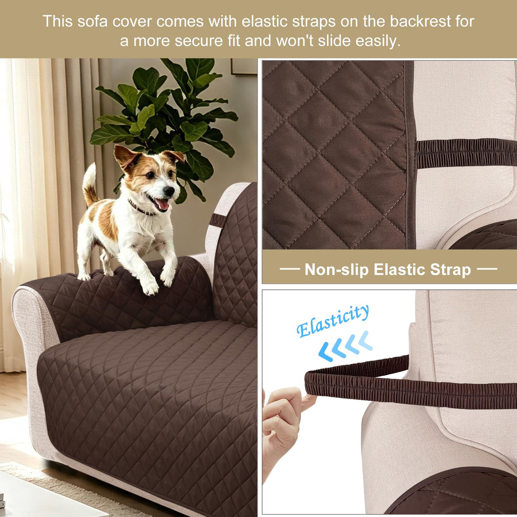 Loveseat Couch Cover for Dogs, Chocolate/Beige