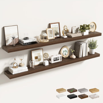 55 Inch Floating Shelves for Wall 2 Pack, 55" Wall Shelves for Books, Storage, Decor, Wall Mounted Floating Shelf