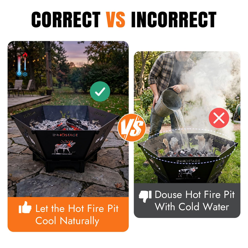 37Inch Collapsible Fire Pit for Camping with Tote Bag