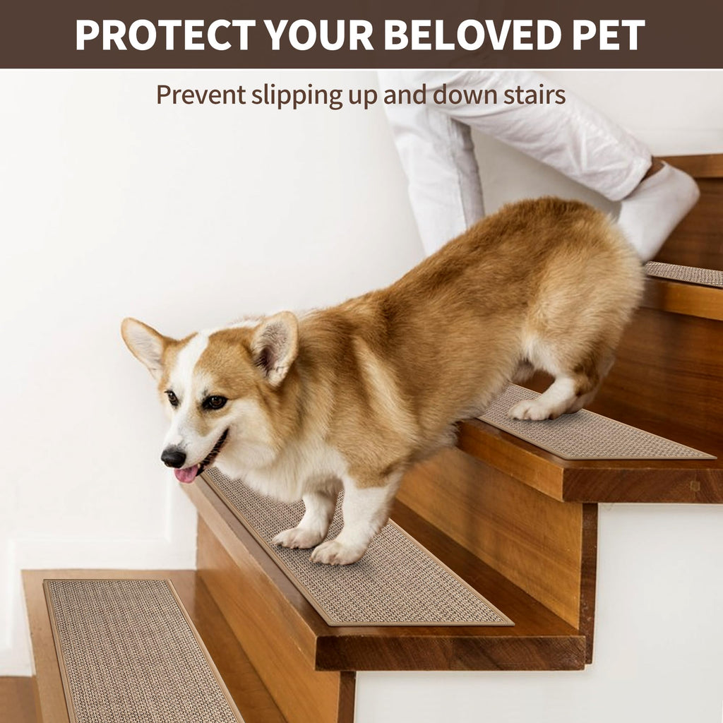 Linen Stair Treads for Wooden Steps Indoor 30x8 Inch, 15 Pcs