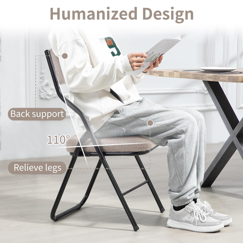 Padded Folding Chairs, 4 Pack Dining Chair with Cushion