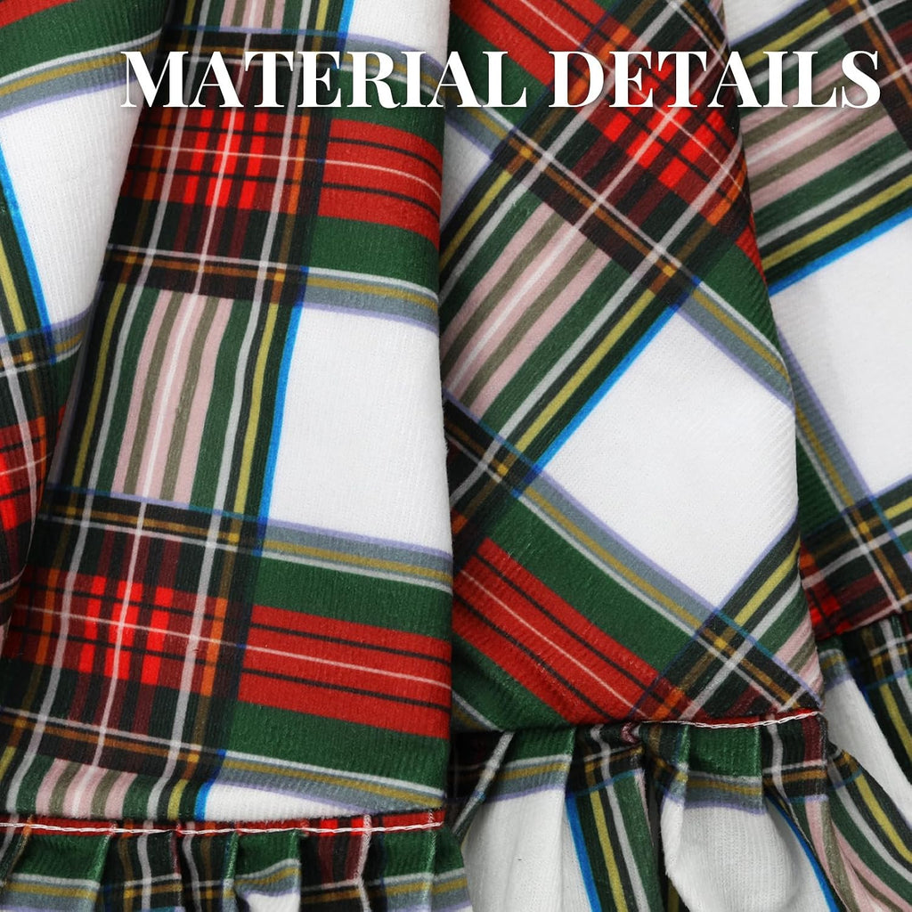 Red, Green, White Plaid Ruffled Christmas Tree Skirt, 60 Inch