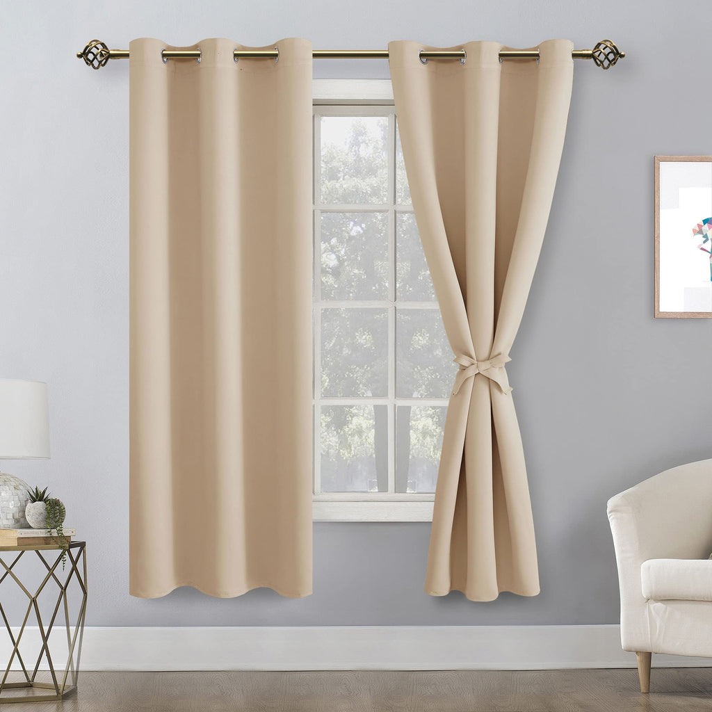 Blackout Window Curtain Panels, Set of 2, Beige, 42 x 72 Inch