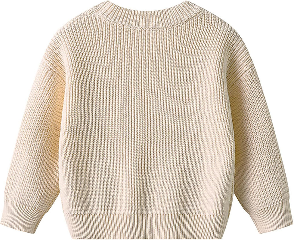 Baby Knit Sweater Toddler Boys Girls Warm Sweater Soild Pullover Round Neck Top Clothes Fall Winter Outfits