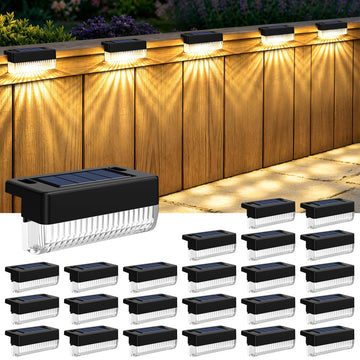 Solar Deck Lights Outdoor, Solar Step Lights Waterproof, 24 Pack Warm White