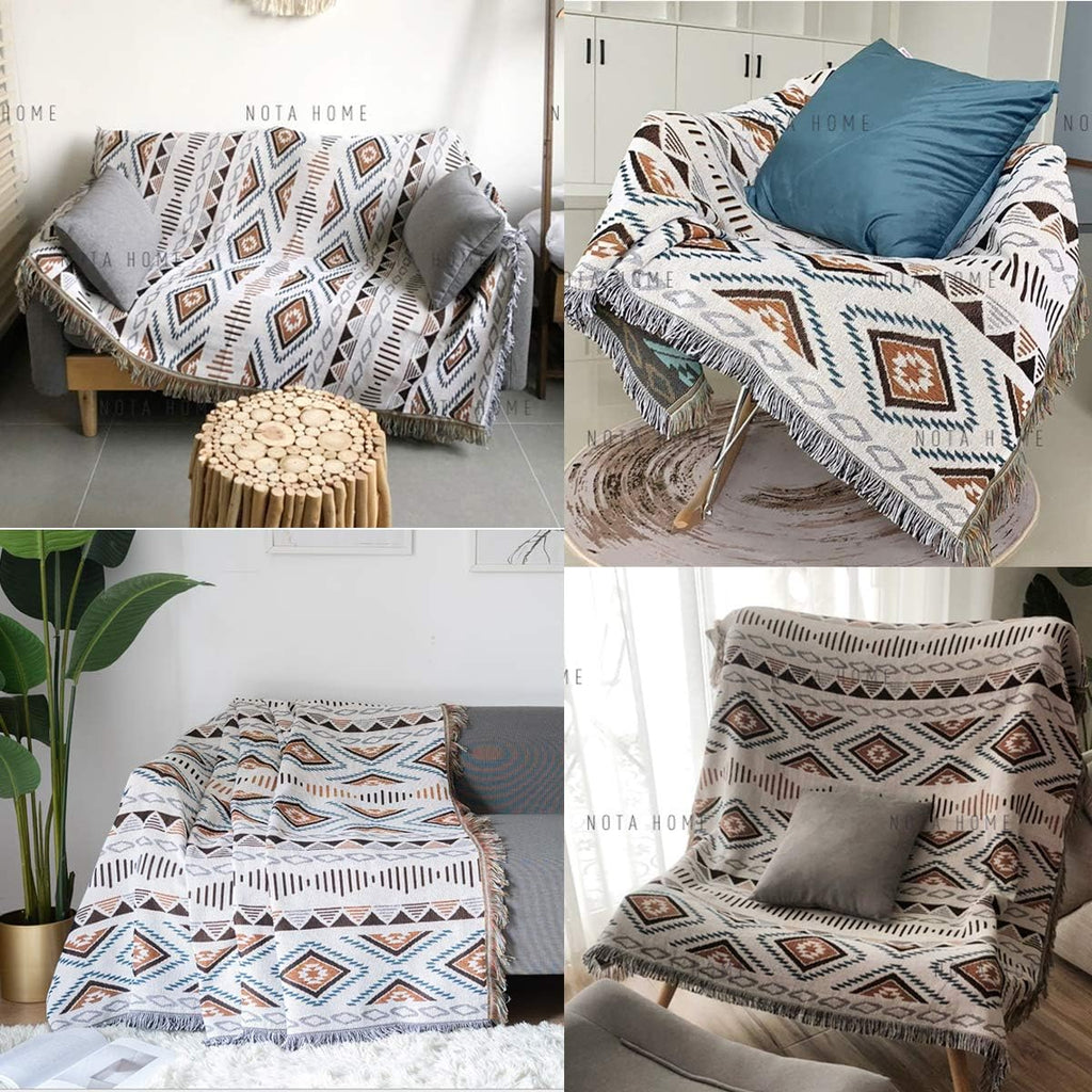 Aztec Native Throw Blankets Southwest Bed Blankets Cover 51"x63" | Navajo American Western Boho,Knit with