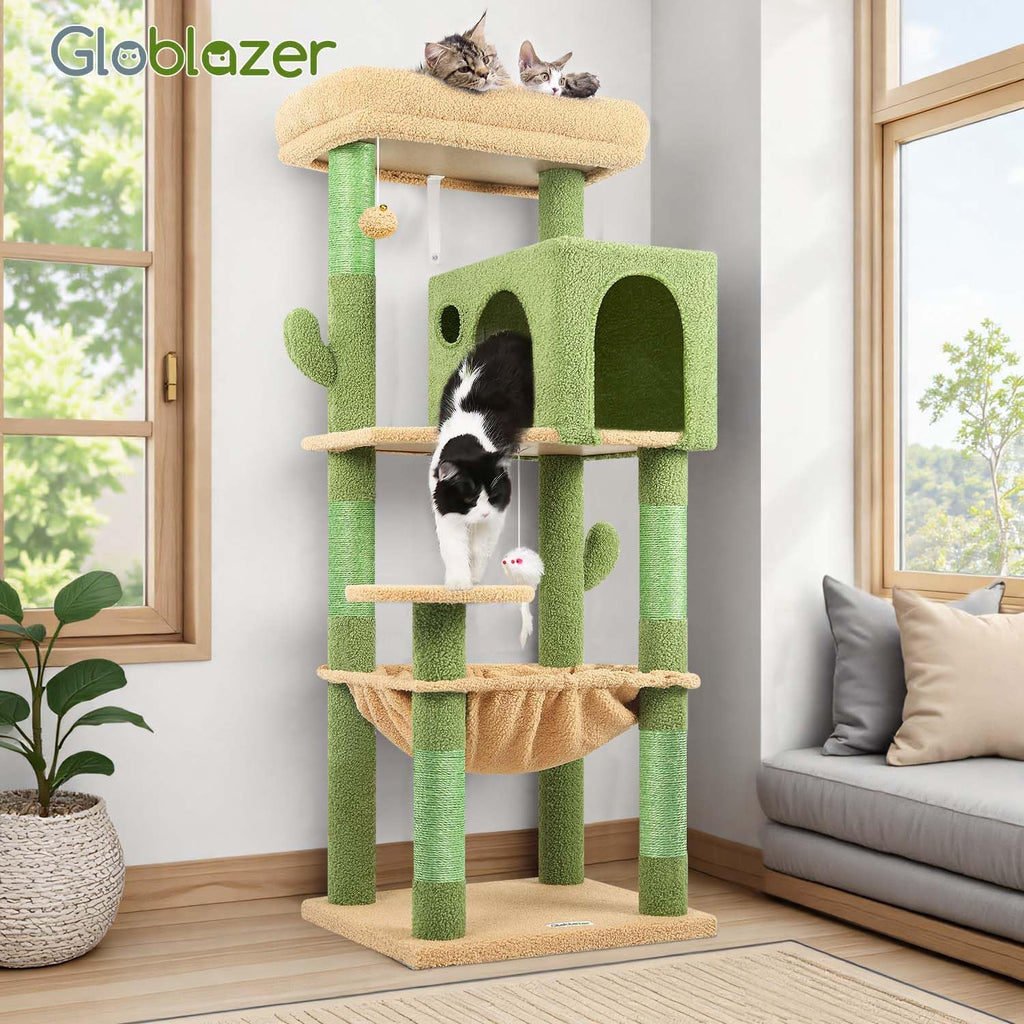 Cactus Cat Tree Tower with Scratching Post for Indoor Cats