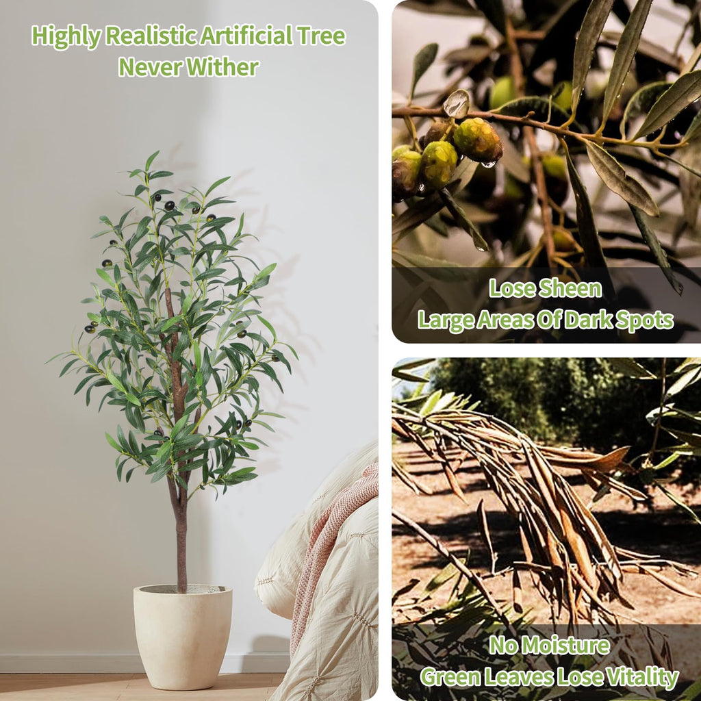 Artificial Olive Tree, 4FT Faux Olive Tree Decor