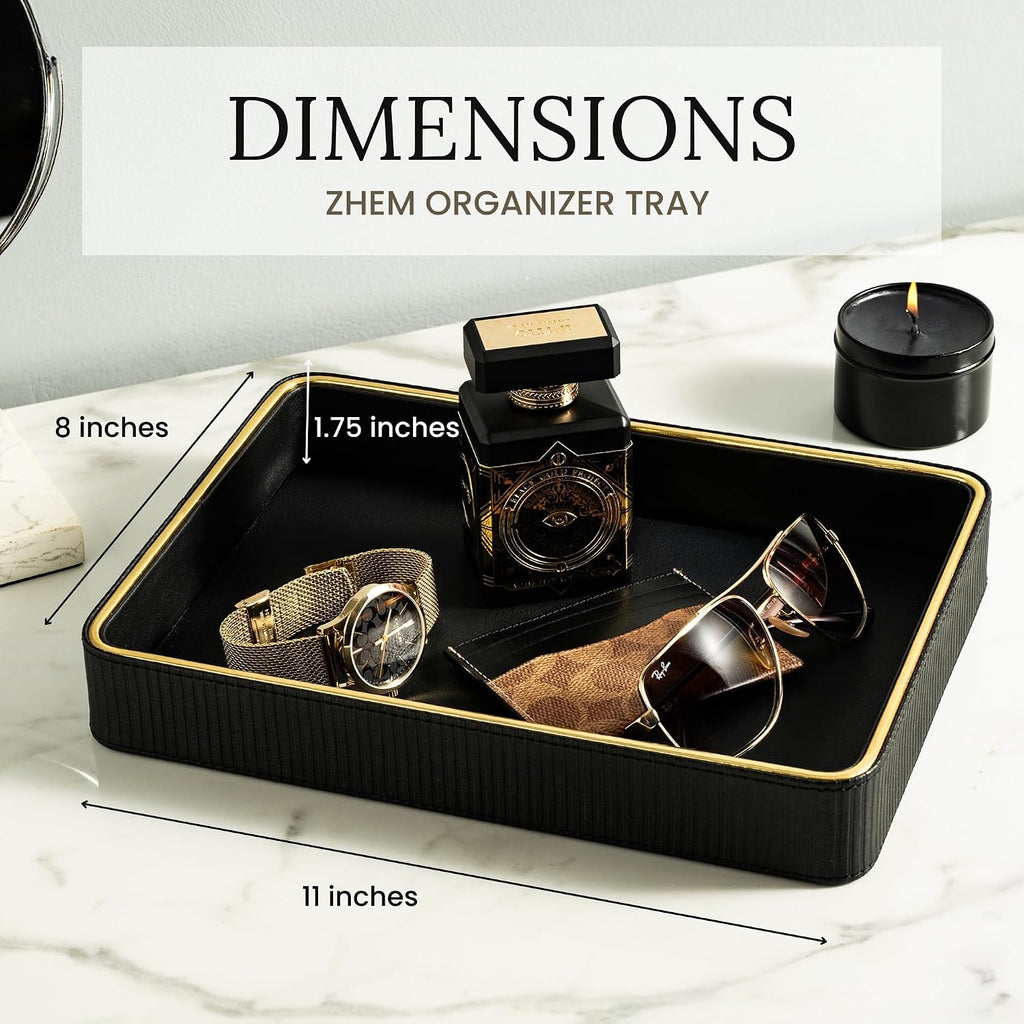 Leather Catchall Valet Tray for Men| Mens Valet Catch All Tray Key Basket - Set of 2