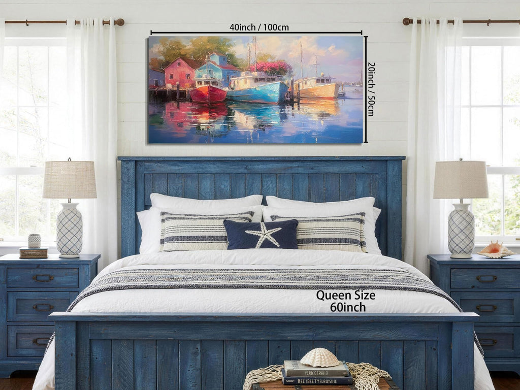 Forest Wall Art Canvas Landscape Lake Scenery Painting Framed 40"x20"