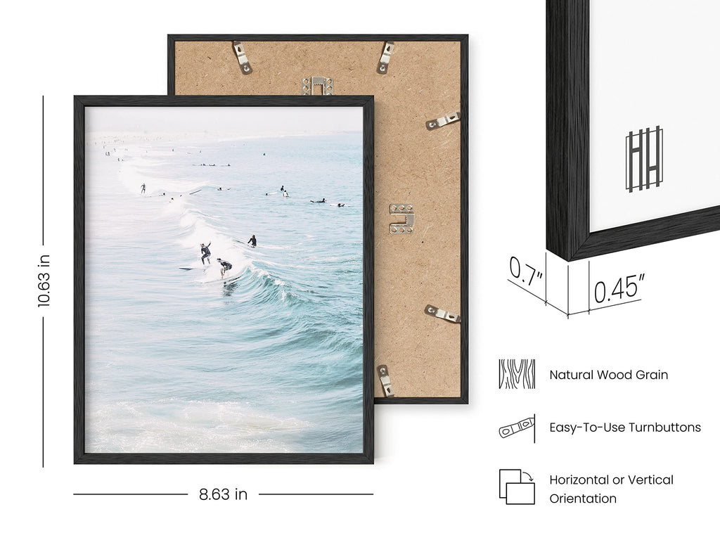 Beach Wall Art Prints - Set of 4 Ocean-Themed Nautical Decor, Coastal Beach Prints, or Home (Black Frame, 8x10)