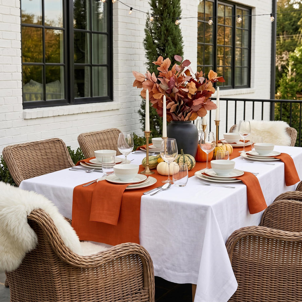100% Linen Table Runner 144 Inch Long, Cinnamon 14 x 144 in