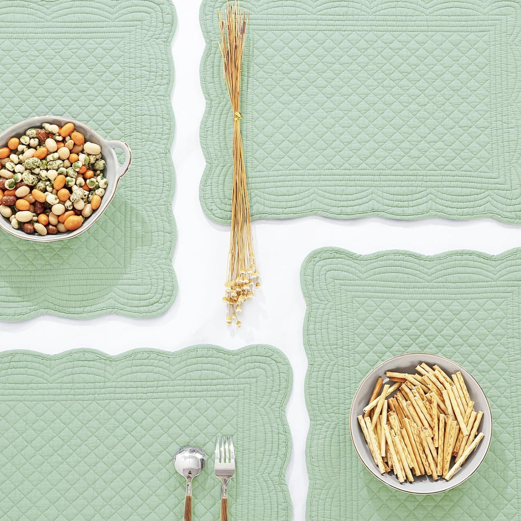 Quilted Placemats Set of 4 Washable-Rectangular Placemats Table-100% Cotton Fabric Rectangular Table Mats-Cotton