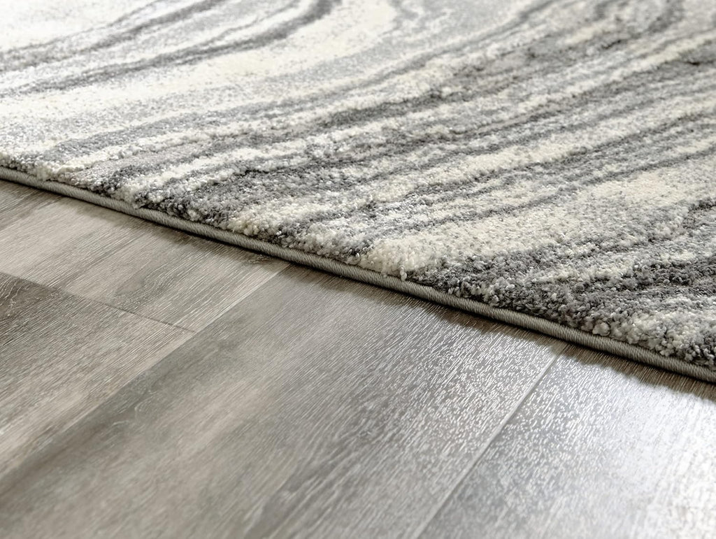 Wysdale Contemporary 8 x 10 High Pile Quartz Inspired Rug, Cream & Gray