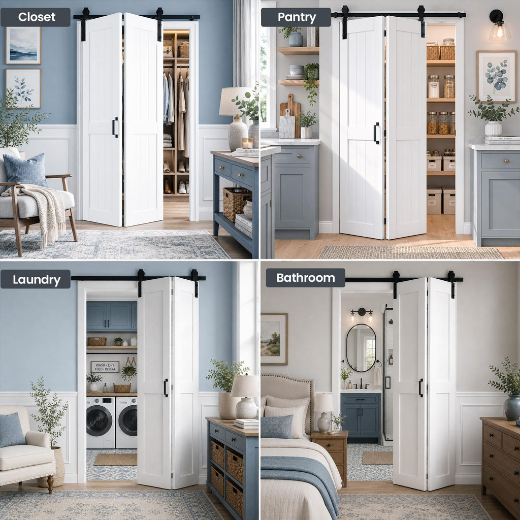 36" x 84" H-Shape Bifold Barn Door with Hardware Kits