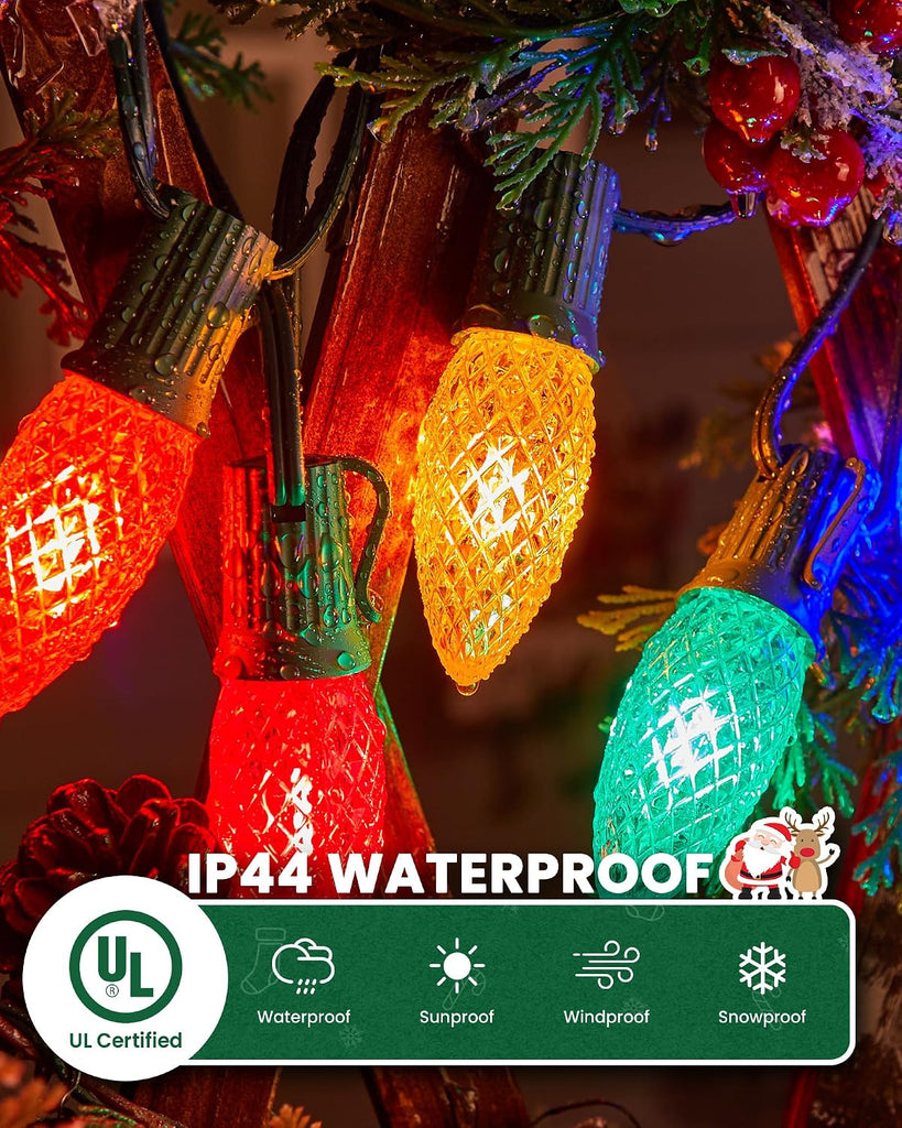 C9 Light Strand, 25FT Green Cord Indoor/Outdoor String Lights