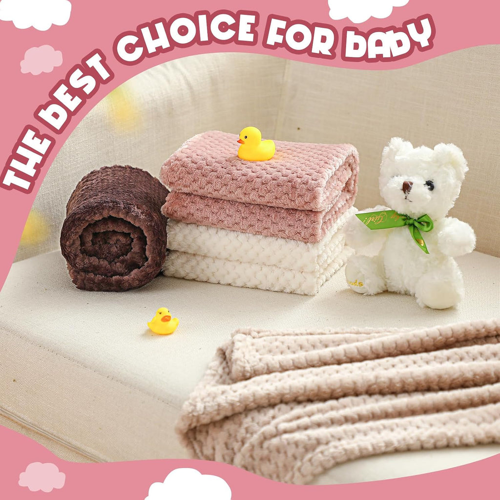 4 Pcs Baby Blanket for Girls Boys Infant 32x24,Beige Brown Color