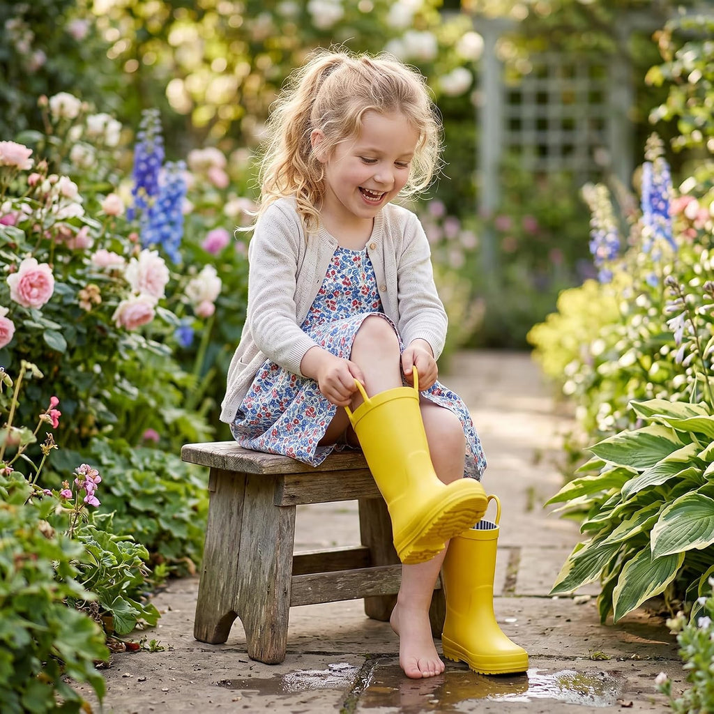 Kid's Waterproof Rubber Rain Boots for Toddlers Boys and Girls