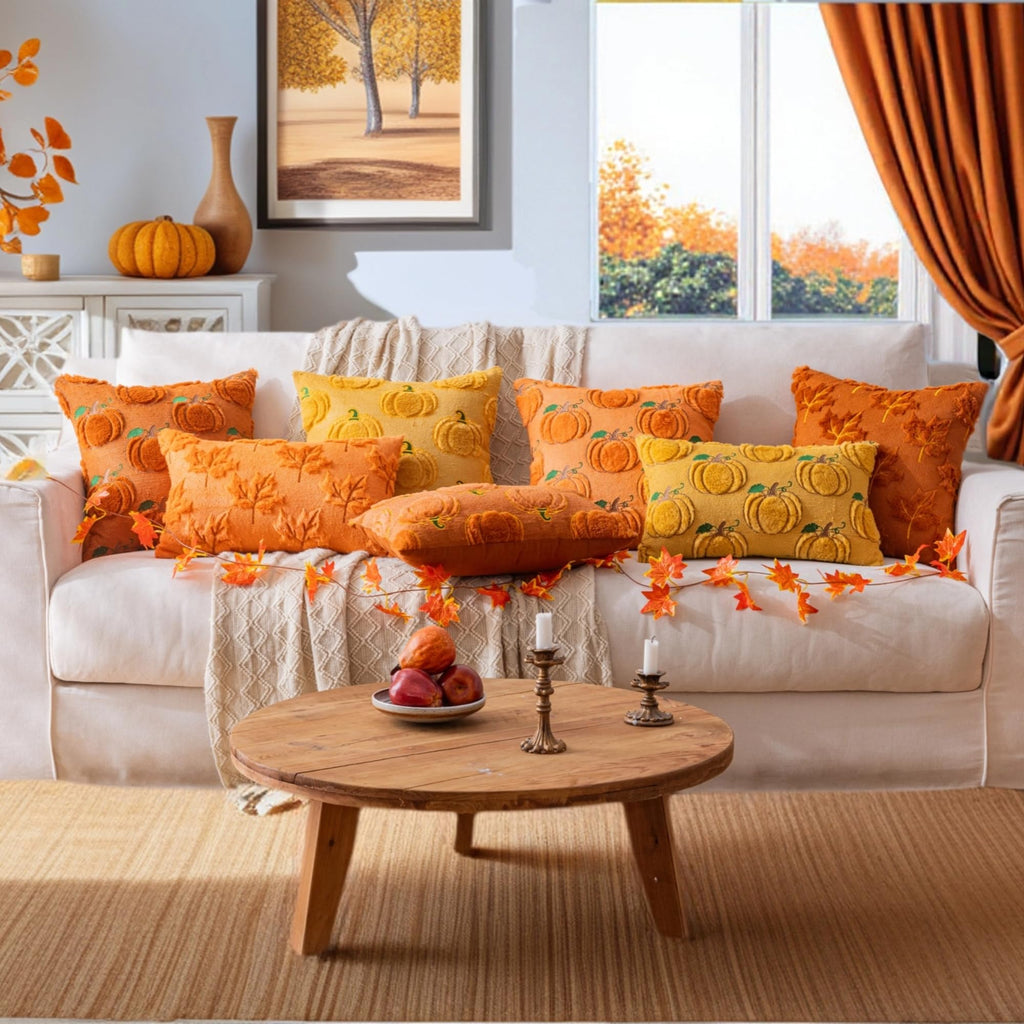 Maple Leaf Fall Rust Throw Pillow Covers 20x20 Inch Set of 2