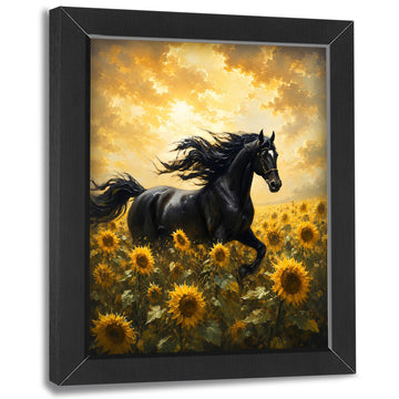 Country Horse Sunflower Decor Wall Art, Rustic Farmhouse Picture 16"x24"