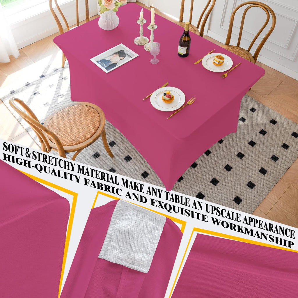 Table Cloth Fuchsia 6FT Spandex Stretch Covers for Rectangle Tablecloth