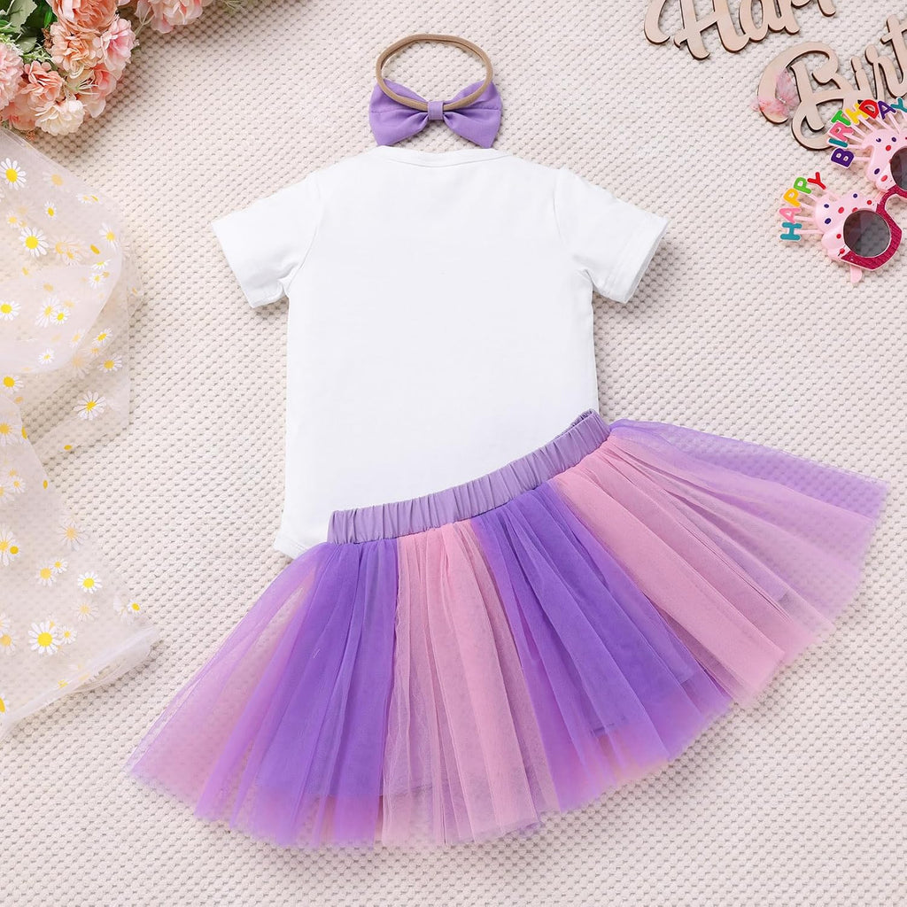 Baby Girl First Birthday Outfit In My One Year Old Era Party Clothes Short Sleeve Romper Tutu Skirt Headband Set
