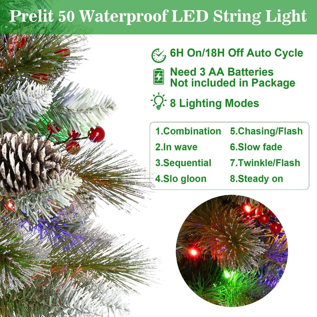 Set of 2 25.6 Inch Pre-lit Outdoor Christmas Tree with LED Lights, 8 Modes & Timer, Battery Operated Christmas Tree