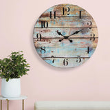Stonebriar Vintage Farmhouse Wooden 23 Inch Round Battery Operated Hanging Wall Clock