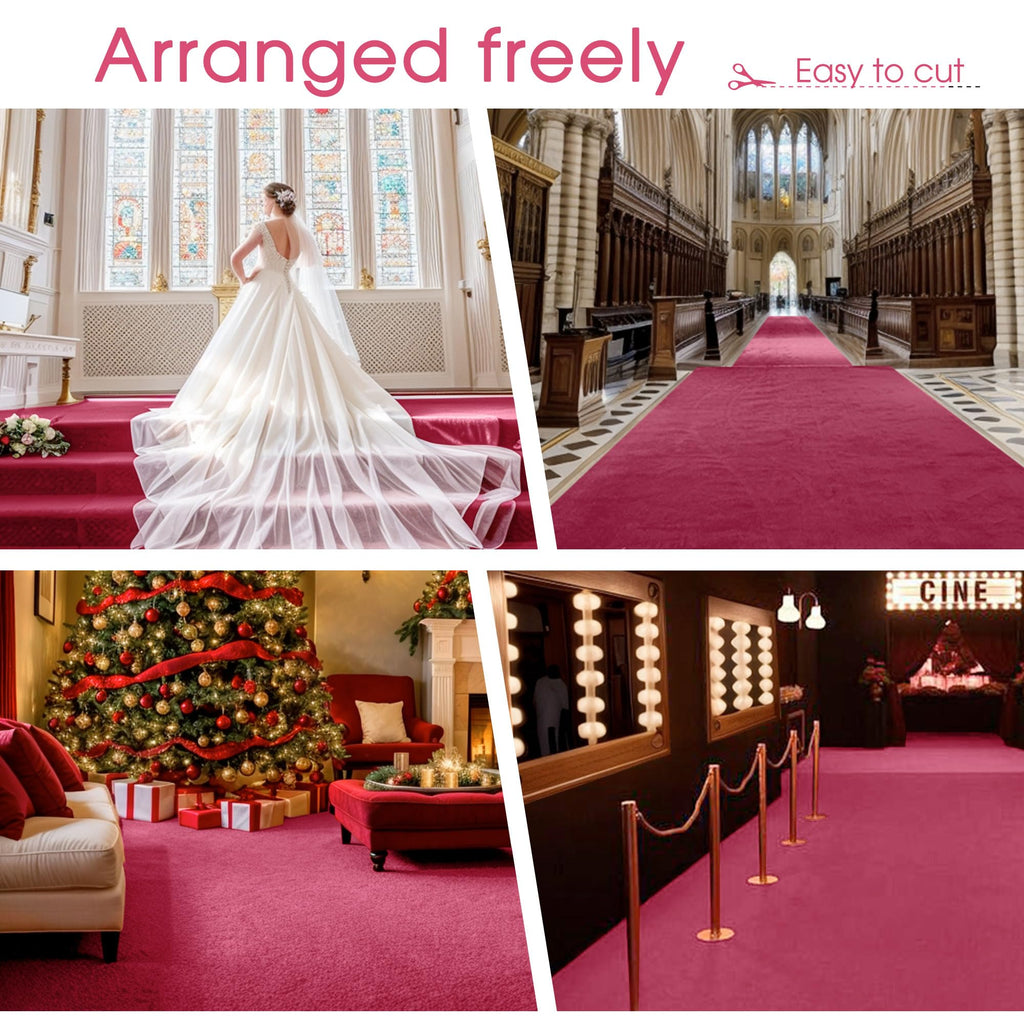 Pink Carpet Runner for Party, 2.6FTx15FT Carpet Party Decorations, Runway Rug for Prom Felt Non-Woven
