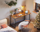 48 Inch Small Computer Desk, Study Writing Table for Small Spaces, Simple Modern Desk with Headphone Hooks, Rustic Brown