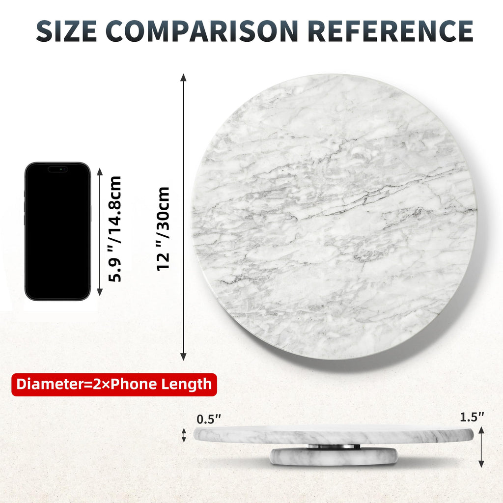 Marble Lazy Susan, 12" Lazy Susan Board with Silent Rotating