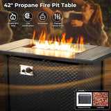 11 Piece Outdoor Patio Furniture Set with Fire Pit Table,Conversation Sectional Wicker Couch with Swivel Chairs,Modern