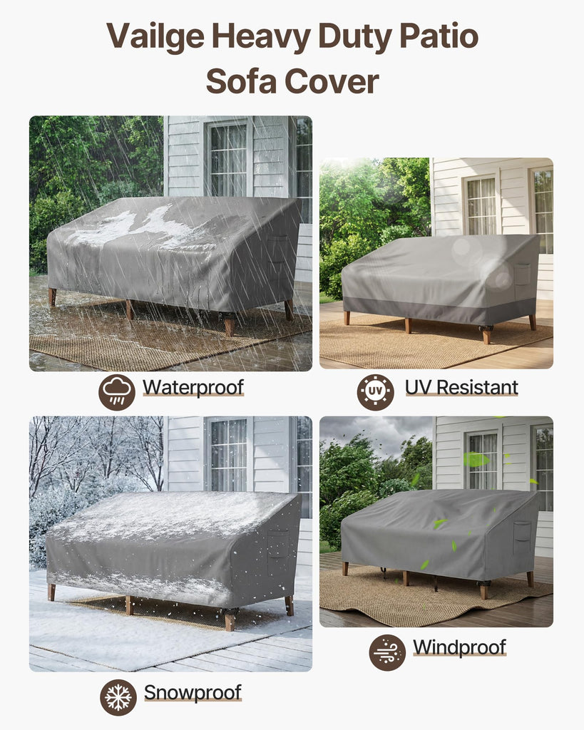 Patio Sofa Cover 3-Seater & Outdoor Couch Cover Waterproof