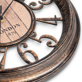 Bernhard Products Large Wall Clock 16 Inch Non Ticking Battery Operated Brown Rustic Farmhouse Vintage Design Stylish