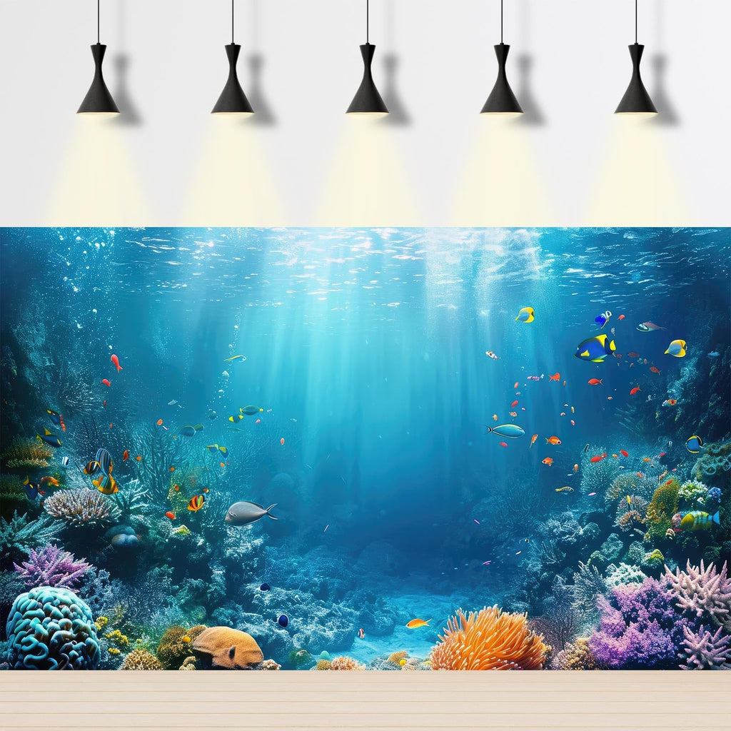 Under The Sea Aquarium Background Tropical Coral Reef with Fishes Corals Terrarium Backdrop Gorgeous Tropical Garden