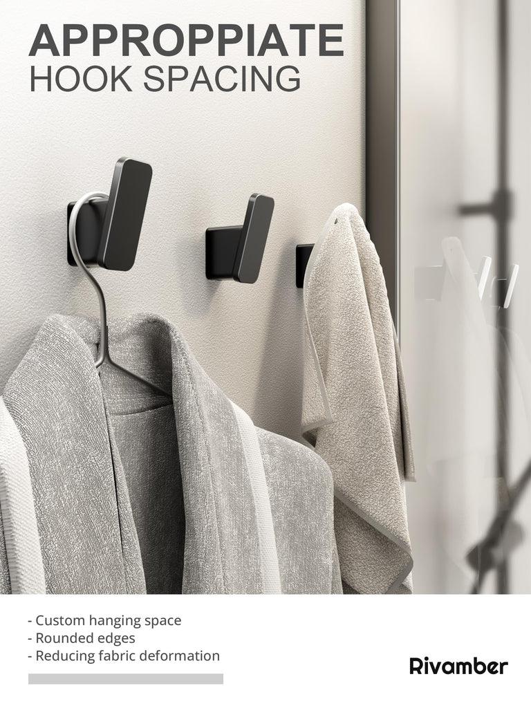 4-Pack Matte Black Towel Hook, Robe Coat Hook, Heavy Duty Wall Hooks for Hanging Bag Hat Mudroom Bedroom Shower
