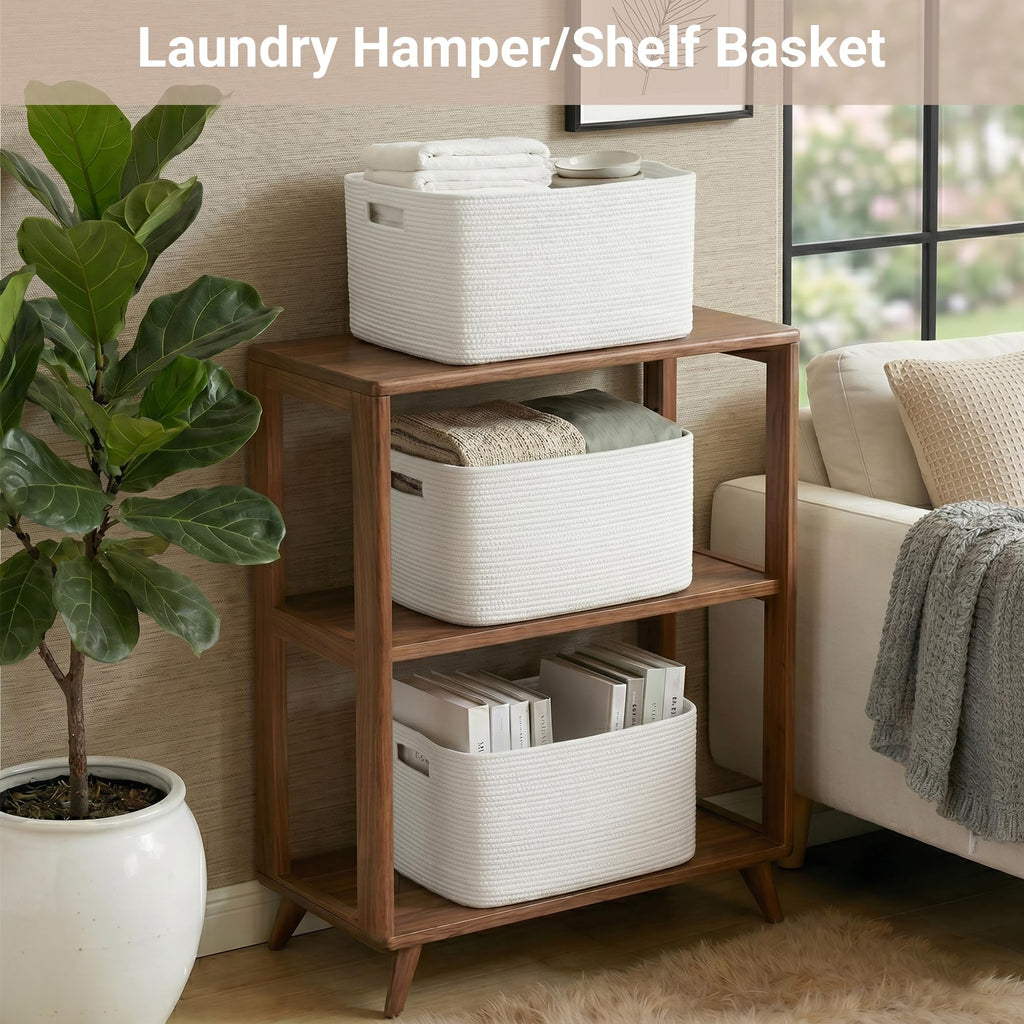 Large Laundry Baskets/Hamper, 25"x16"x16" Rectangle Woven Baskets for Toy Storage, Baby Blanket Basket ,Shelf Basket