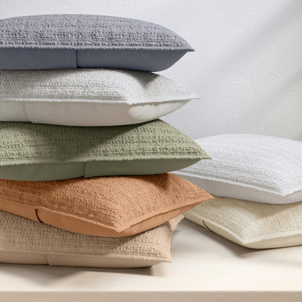 Size Green 100% Cotton Honeycomb Waffle Quilt and Sham Set - Garment Washed, Waffle Weave Like Texture