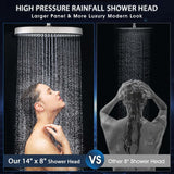14 Inch Rain Shower Head with 5+1 Settings Handheld Spray Combo