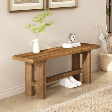 Reclaimed Solid Wood Bench, 43.3" Farmhouse Entryway Bench