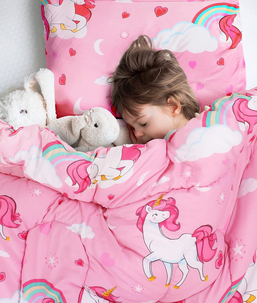 Unicorn Kids Comforter Set with 2 Pillow Shams, 3 Piece Soft Microfiber Twin Bed Comforter with Pillow Shams, Printed