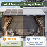 10'x12' Lean to Gazebo with Mosquito Net and Curtains, Alumi - Image 7