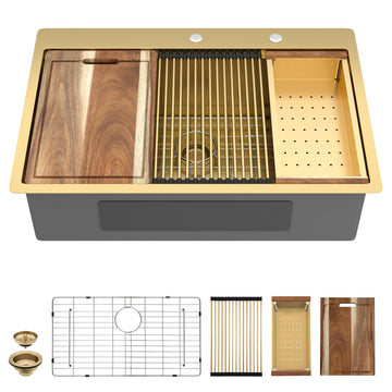 33"x22" Gold Drop Sink Ledge Workstation