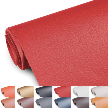 Faux Leather 0.7mm Upholstery Fabric by the Yard 55x36 Inch Red