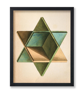 Vintage Hexagram Mandala Poster - Retro Geometric Shapes Print - Star Art - Gift for Men & Women - Minimal Wall Decor