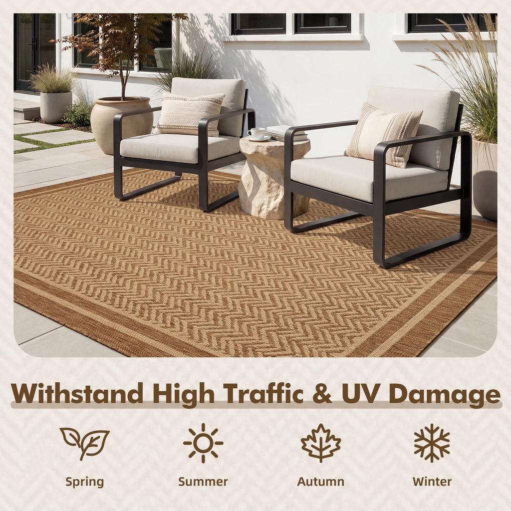 Outdoor Rug-Patio Rug Polypropylene Indoor Outdoor Rugs Outdoor Carpet Deck Balcony Porch, Textured Weave