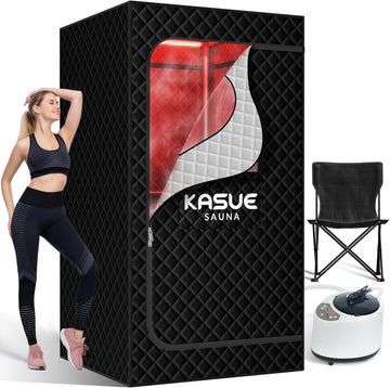 Portable Infrared Sauna Box for Home, 5-Layer Waterproof, XL Steamer, Folding Chair, Steam Sauna Tent for Steam Detox Relaxation Spa, Indoor & Outdoor (Black) A129-B0F8QRGW67