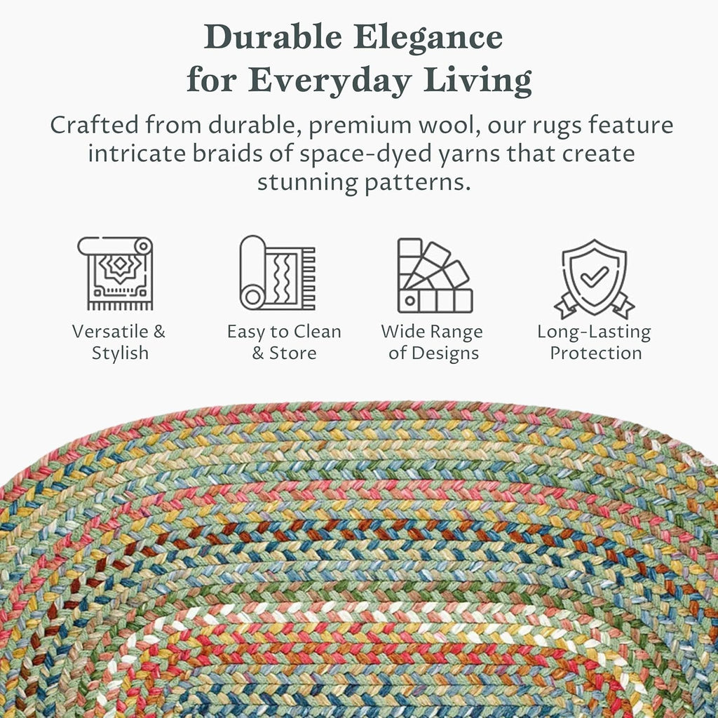 Calm Water CW65 Peridot 2' x 3' Oval - Braided Area Rug, Home Decor, Floor Mat or Bedroom Rug - Easy Care, Ideal for