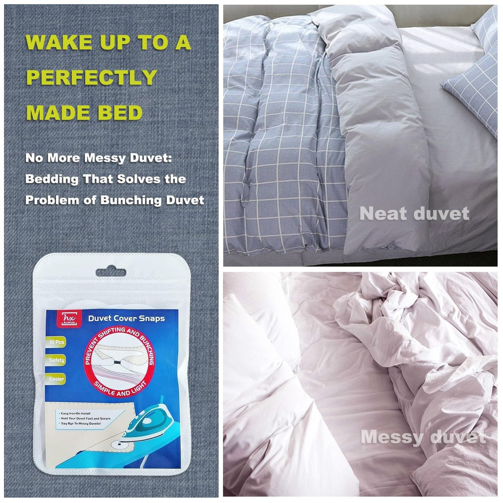 Duvet Snaps, Iron-On, Flower Shaped (16 Pcs / 8 Sets), White